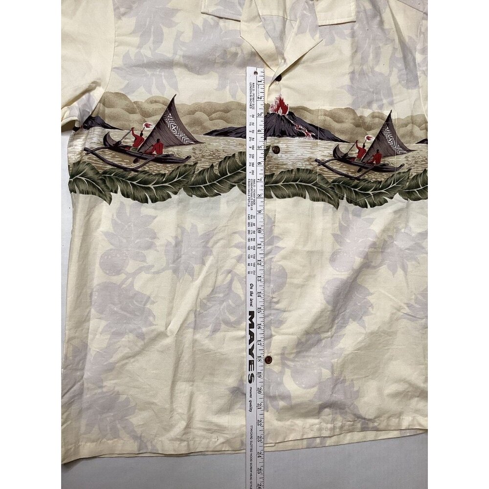 Hawaiian Shirt by Winnie Fashion Volcano Tan Volcano Boats Men’s XL Button Down - Picture 3 of 4